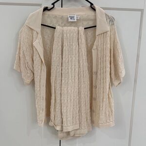 Princess Polly Cream Knit Coverup Set